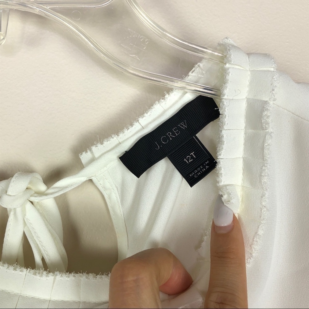 J. Crew Tall drapey ruffle-trim blouse top White - Picture 2 of 7